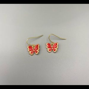 Tiny Red and Gold Butterfly Earrings New 4/$15